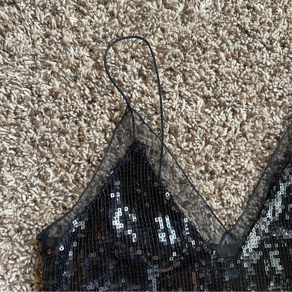 Free People Black Sequin Tank Blouse - Picture 6 of 7